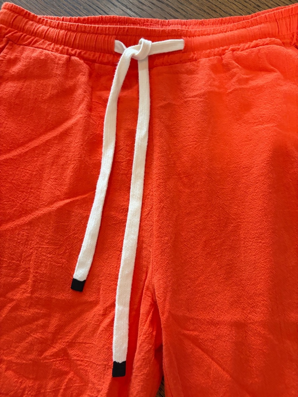 Bright Orange Button-Trim Capris with Drawstring - Picture 4 of 6